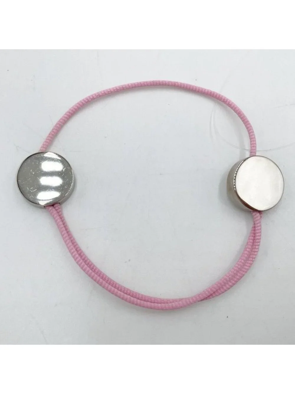Hermes Brass Series Cords Pink Silver Bracelet